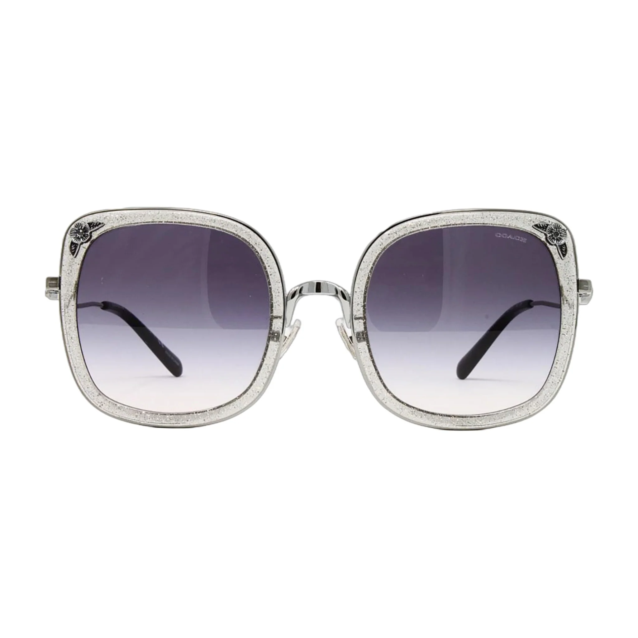 Verified Coach Shiny Gunmetal Square Women's Sunglasses First-Class
