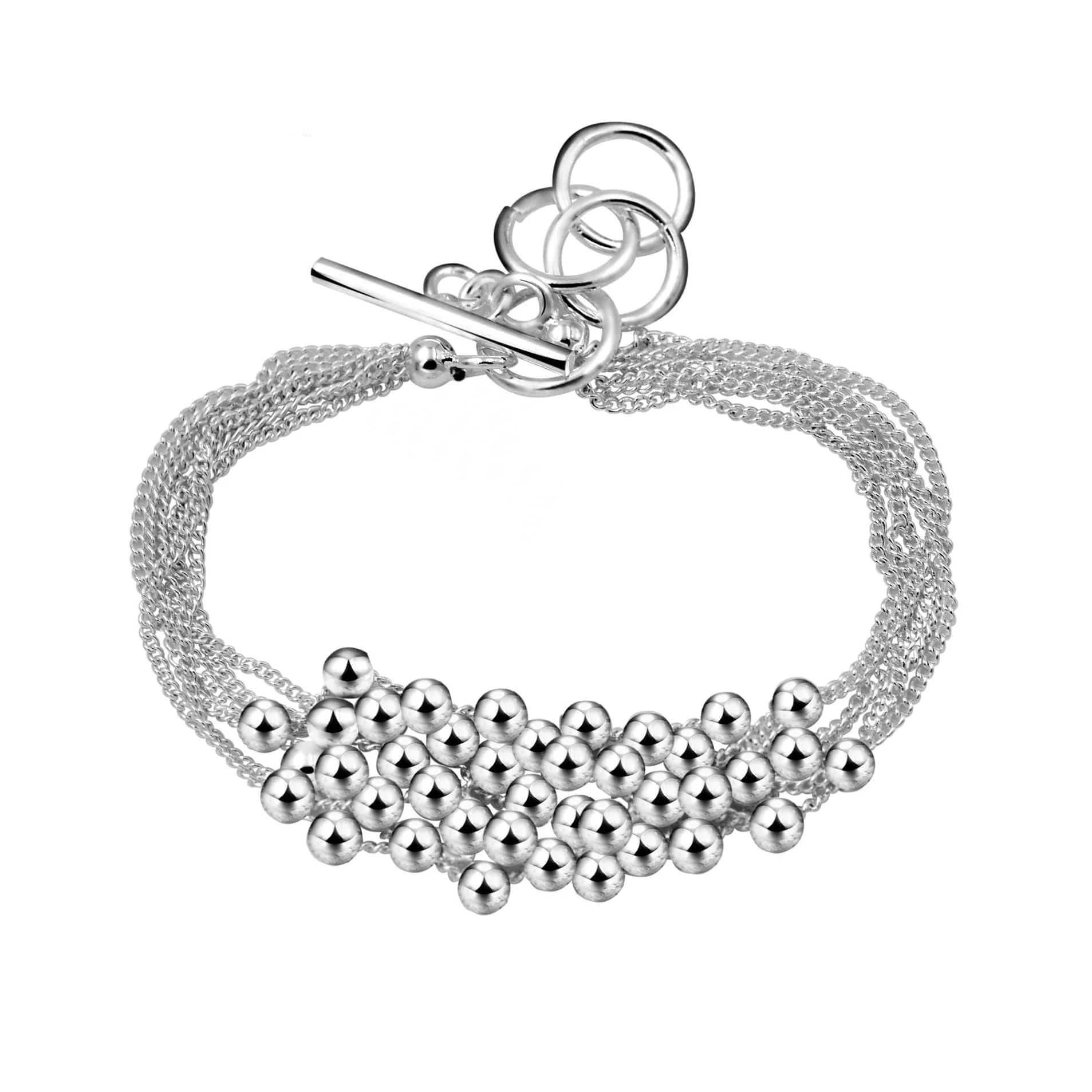 Unique Elegant Multi-Strand Ball Bracelet in Sterling Silver Filled Top-Quality
