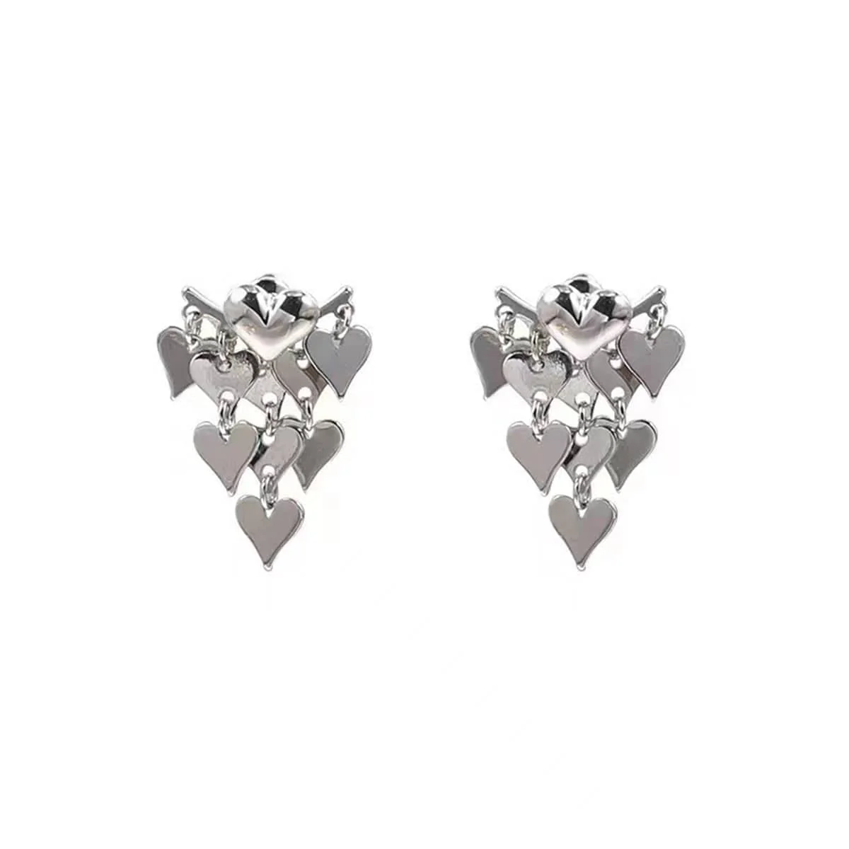 Smart Silvertone Heart Tassel Ear Jackets Fast