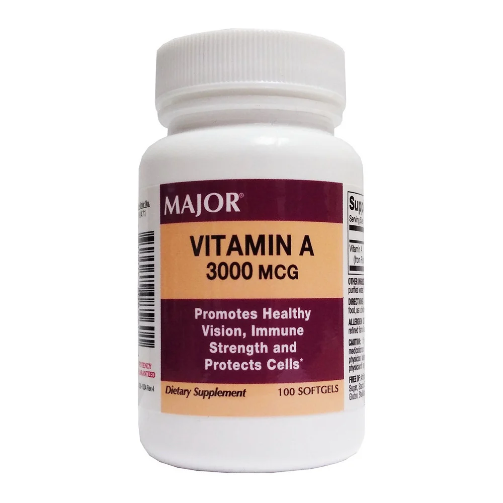 Enhanced Major Vitamin A 3000 Mcg Capsule 100 Ea Effective