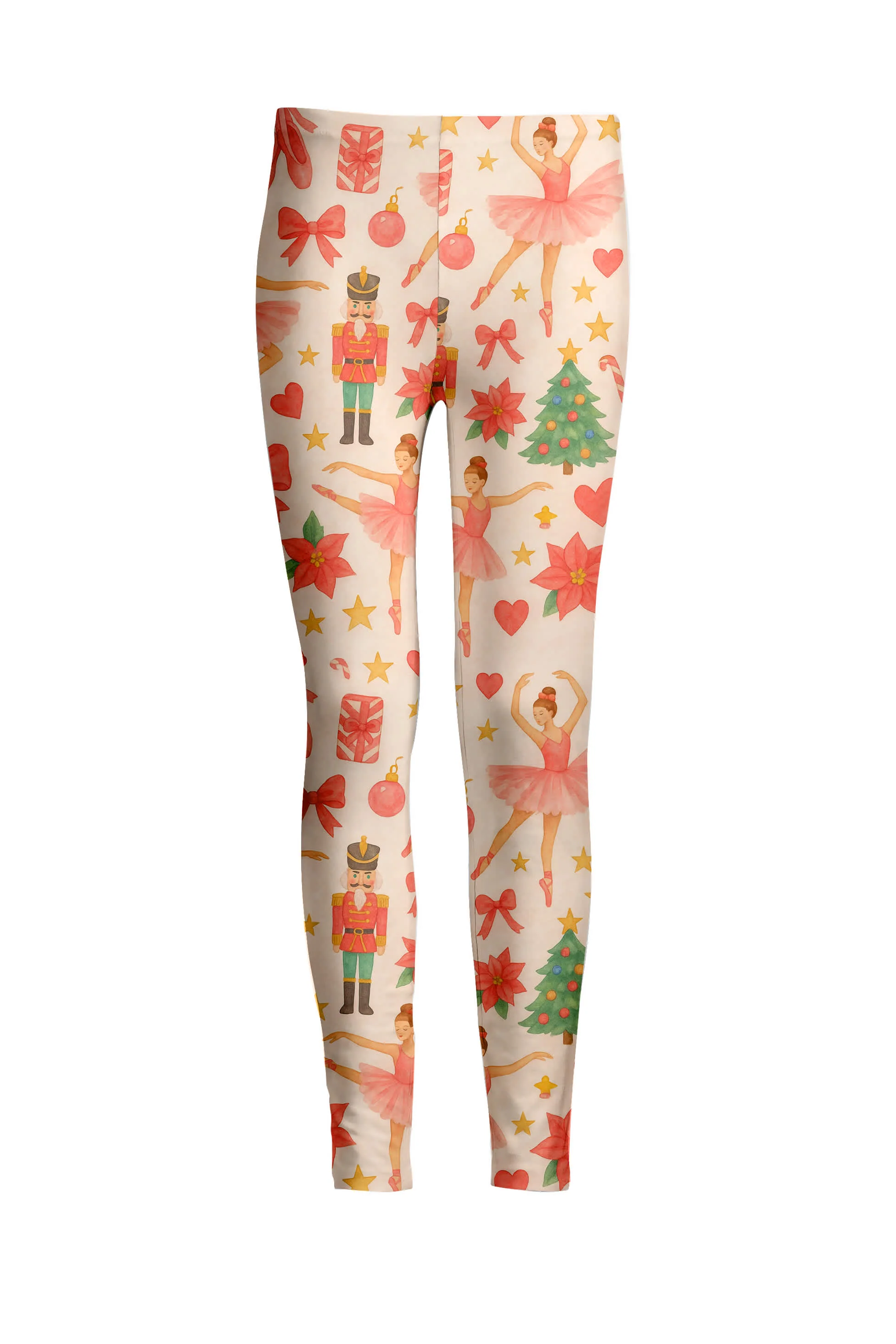 User-Friendly Lily by Firmiana Women's Medium Rise Printed Legging Beige Red Holiday French Bulldog Print Sustainable
