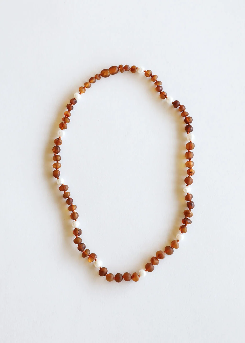 Classic Raw Cognac Baltic Amber Pearl Halo Necklace Long-Lasting