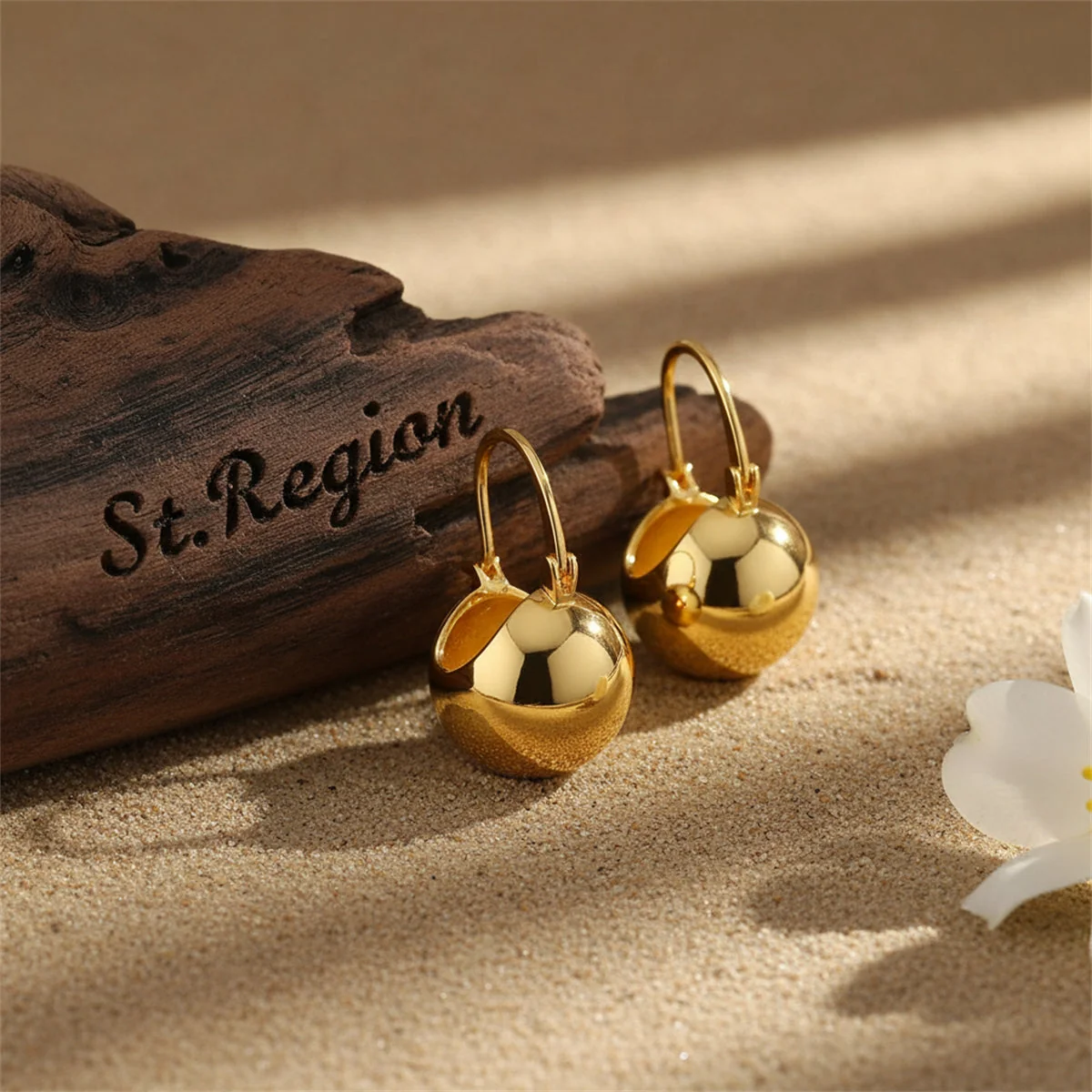 Sustainable Goldtone Ball Huggie Earrings Advanced