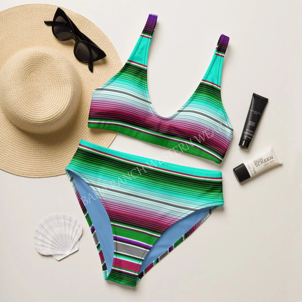 Responsible Baha Ranch Yeehaw Aqua Serape Bikini Practical