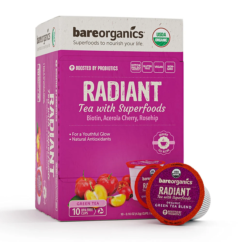 Lightweight BareOrganics Radiant Superfoods and Probiotics Tea Cups 10 Ea Efficient