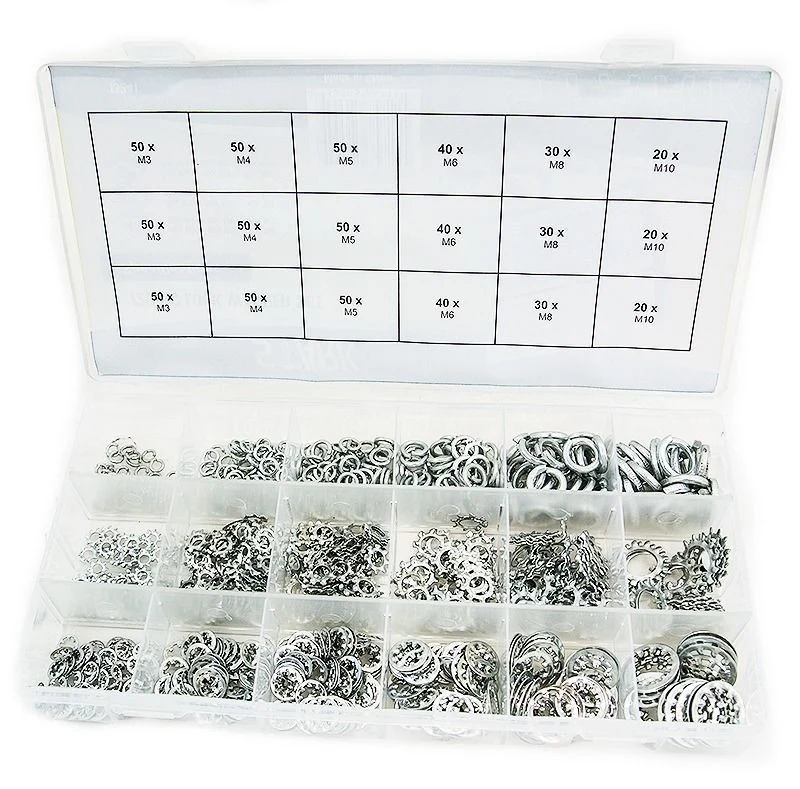 Fashionable 720-PC Assortment Spring Lock External Internal Tooth Lock Washer Kit Traditional