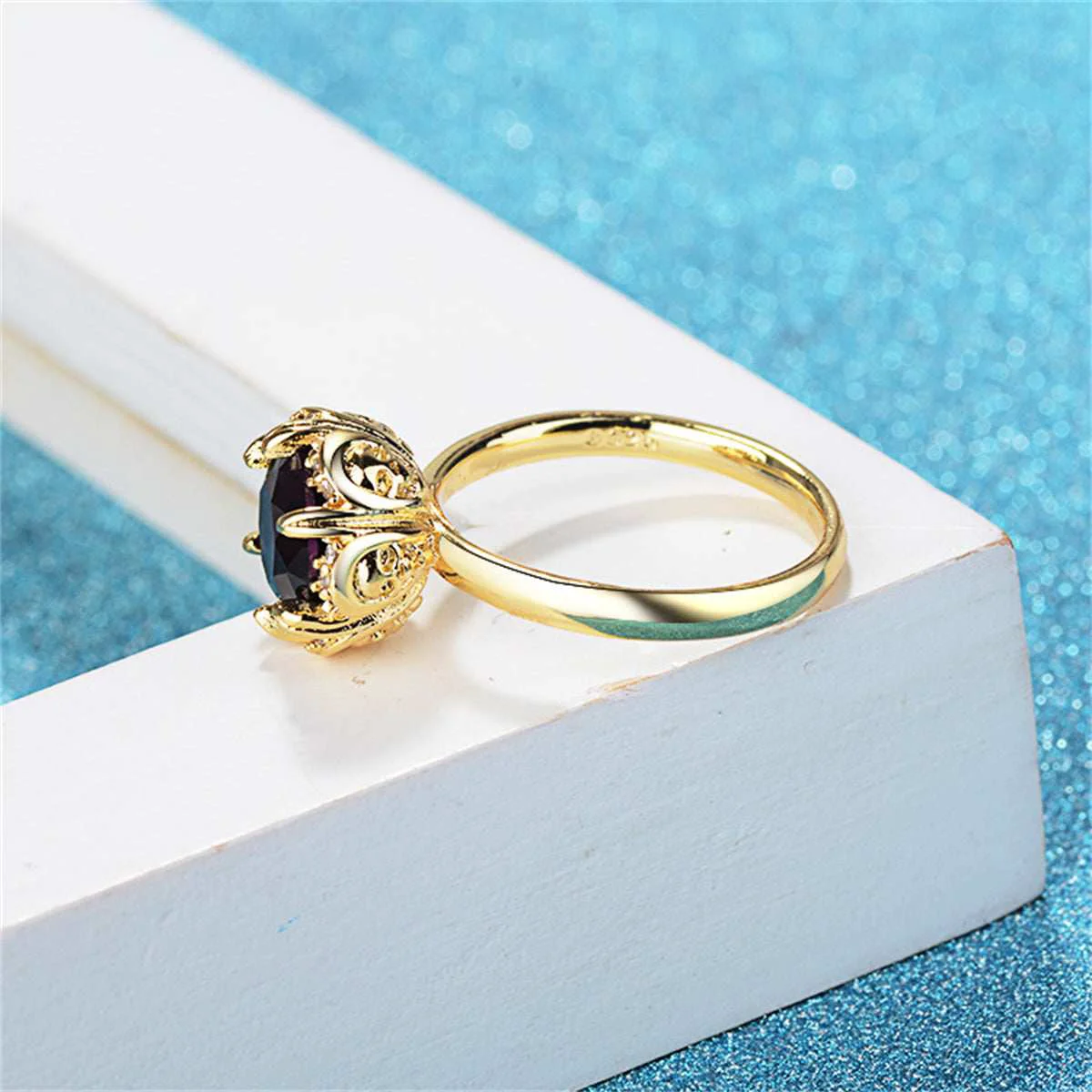 Carefully Designed Black Crystal Cubic Zirconia Goldtone Skull Cocktail Ring Eco-Friendly