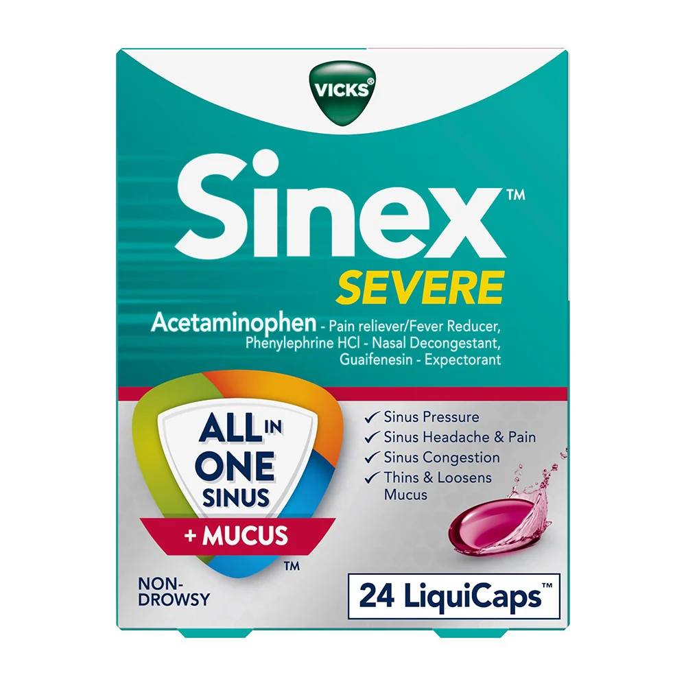 Trusted Vicks Sinex Severe All In One Sinus Headache Pain Pressure And Congestion Relief Liquid Capsules 24 Ea Secure