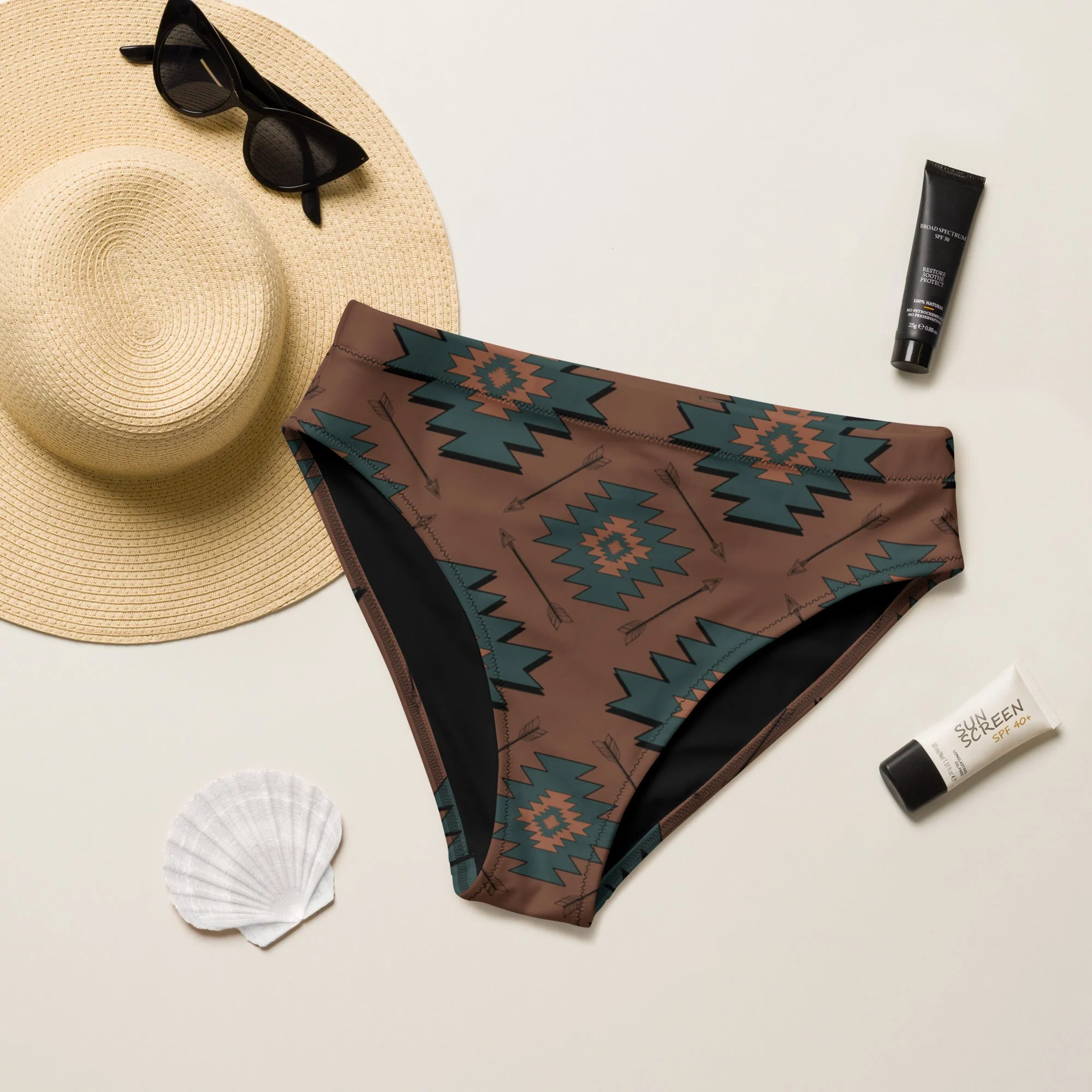 Original Design Yeehaw Teal Aztec Bikini Bottom Natural