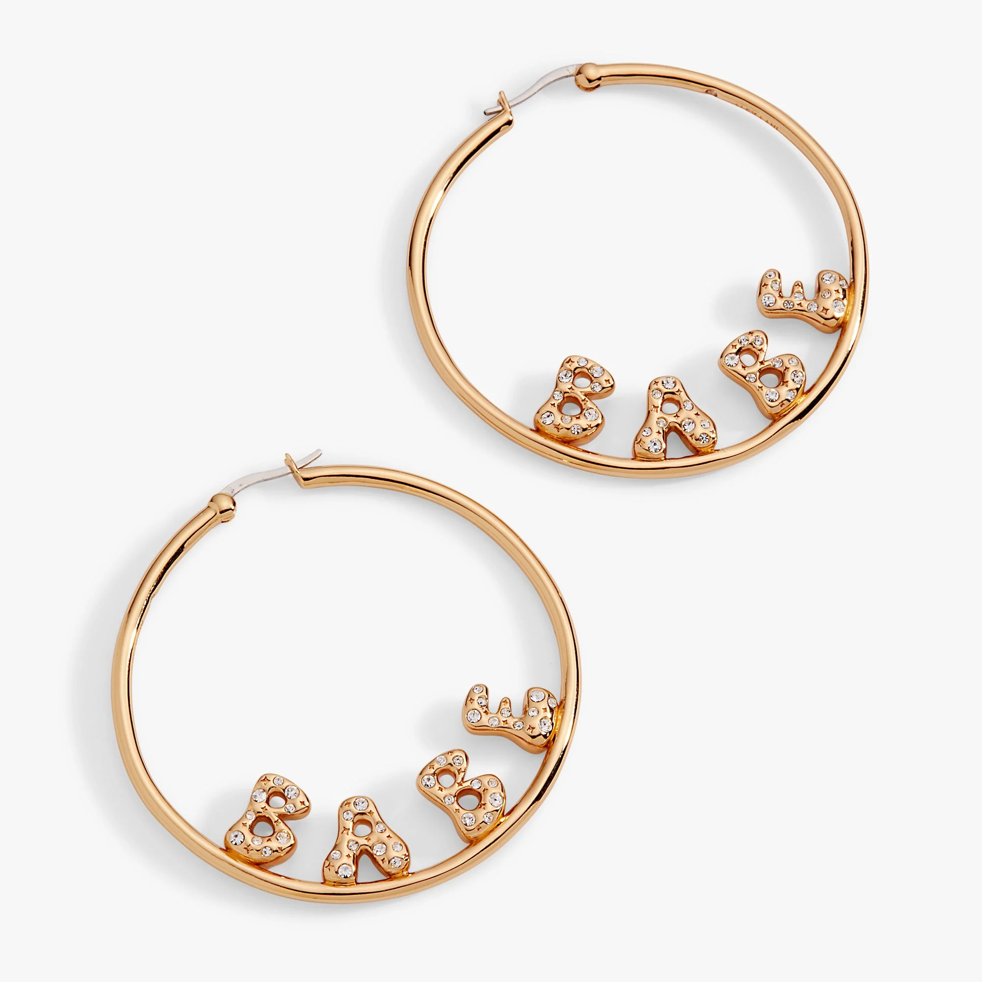 Crafted 'Babe' Bubble Crystal Hoop Earrings Enhanced