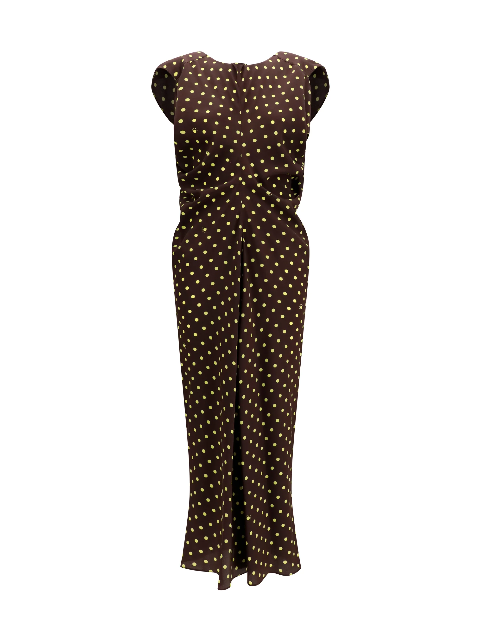 Elite Dress Crepe Polka Dot Sadelle Brown Professional