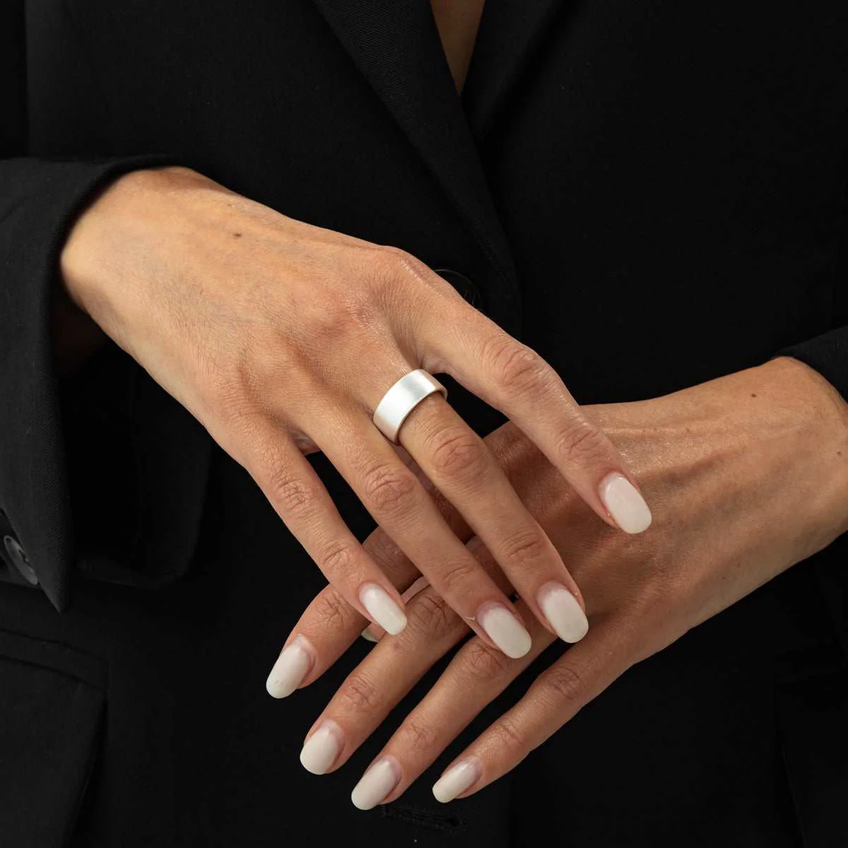 Traditional Silvertone Textured Open Ring World-Class