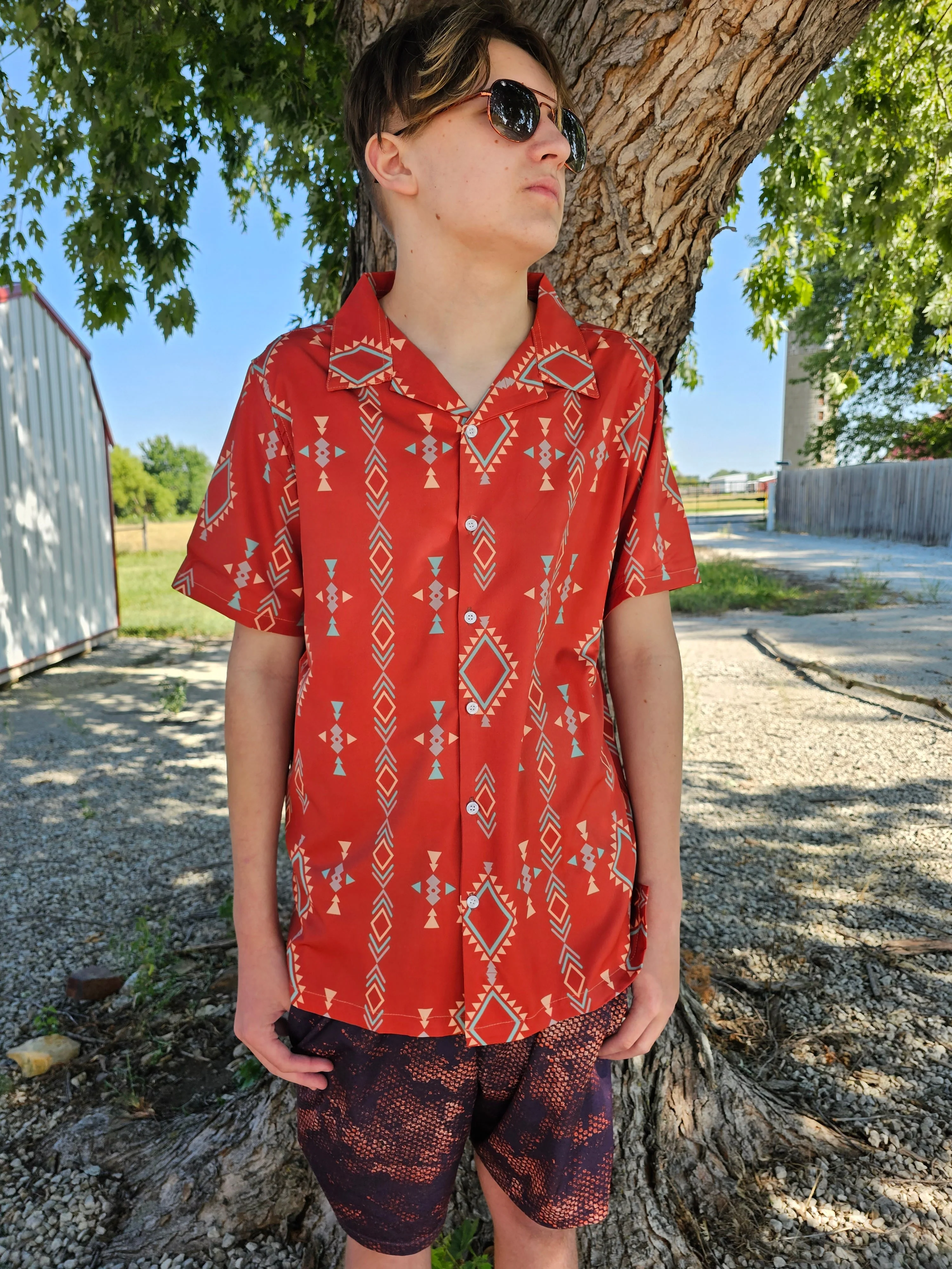 Responsible Rust Aztec Men's Western Camp Shirt Genuine