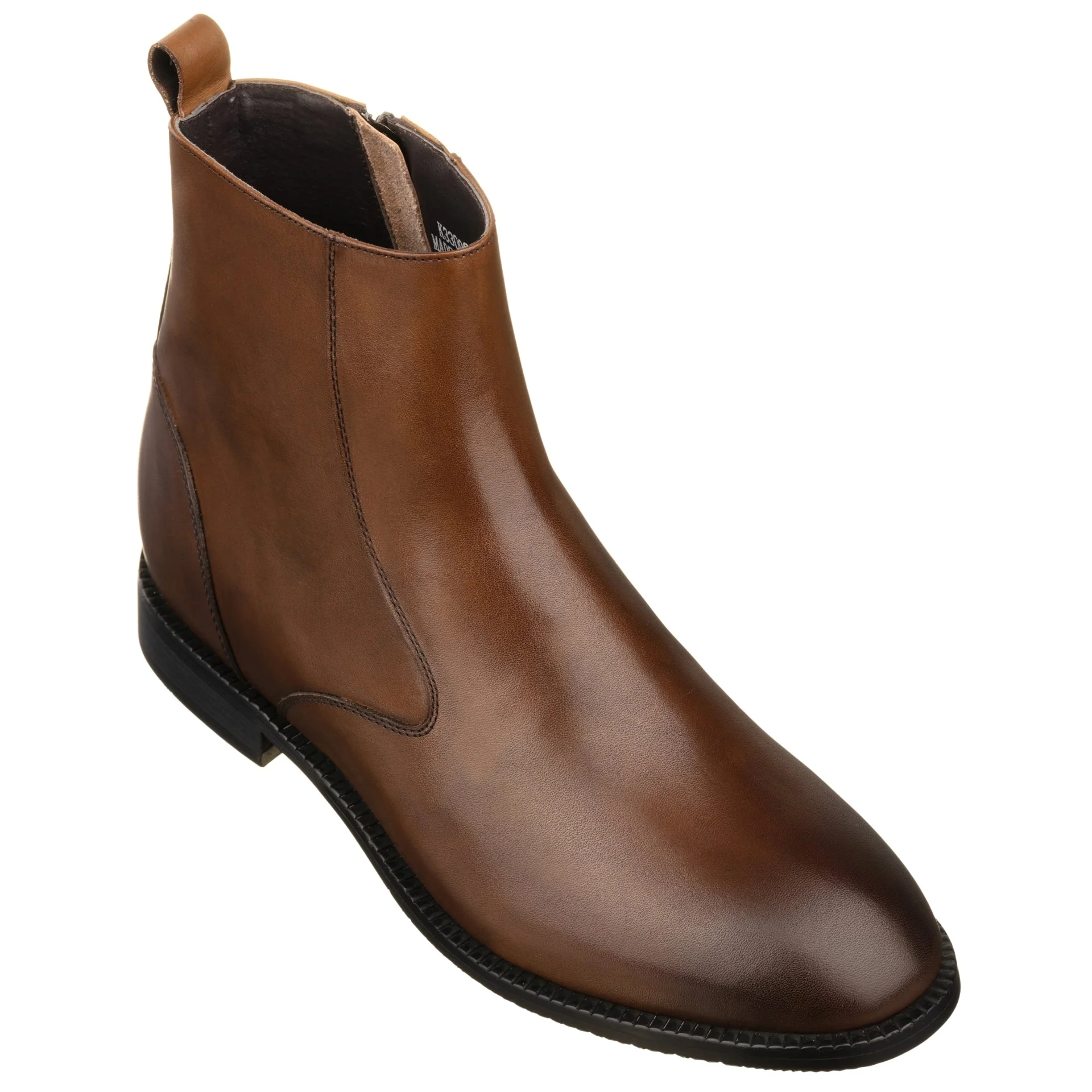 Relaxed TOTO - K33093 - 2.6 Inches Taller Coffee Brown - Zipper Boot Comfortable