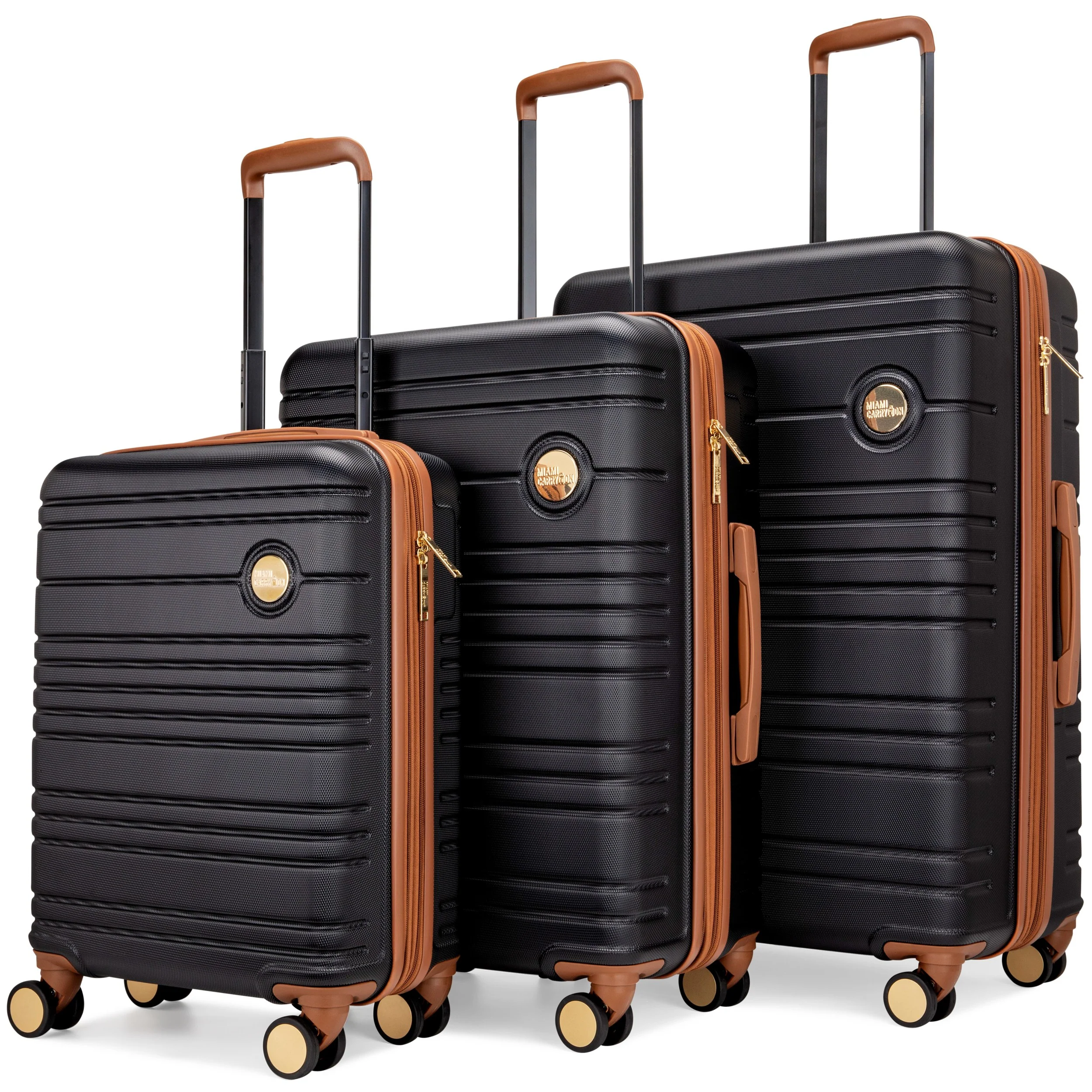 Prestigious Miami Carry on Brickell 3 Piece Expandable Retro Spinner Luggage Set Premium