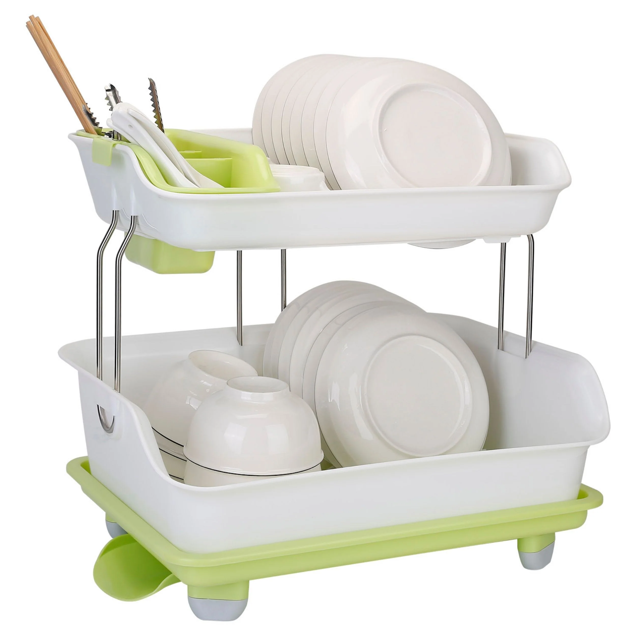 Long-Lasting Fresh Fab Finds 2-Tier Dish Drying Rack Cutlery Drainer. Kitchen Organizer with Shelf Storage. Clean