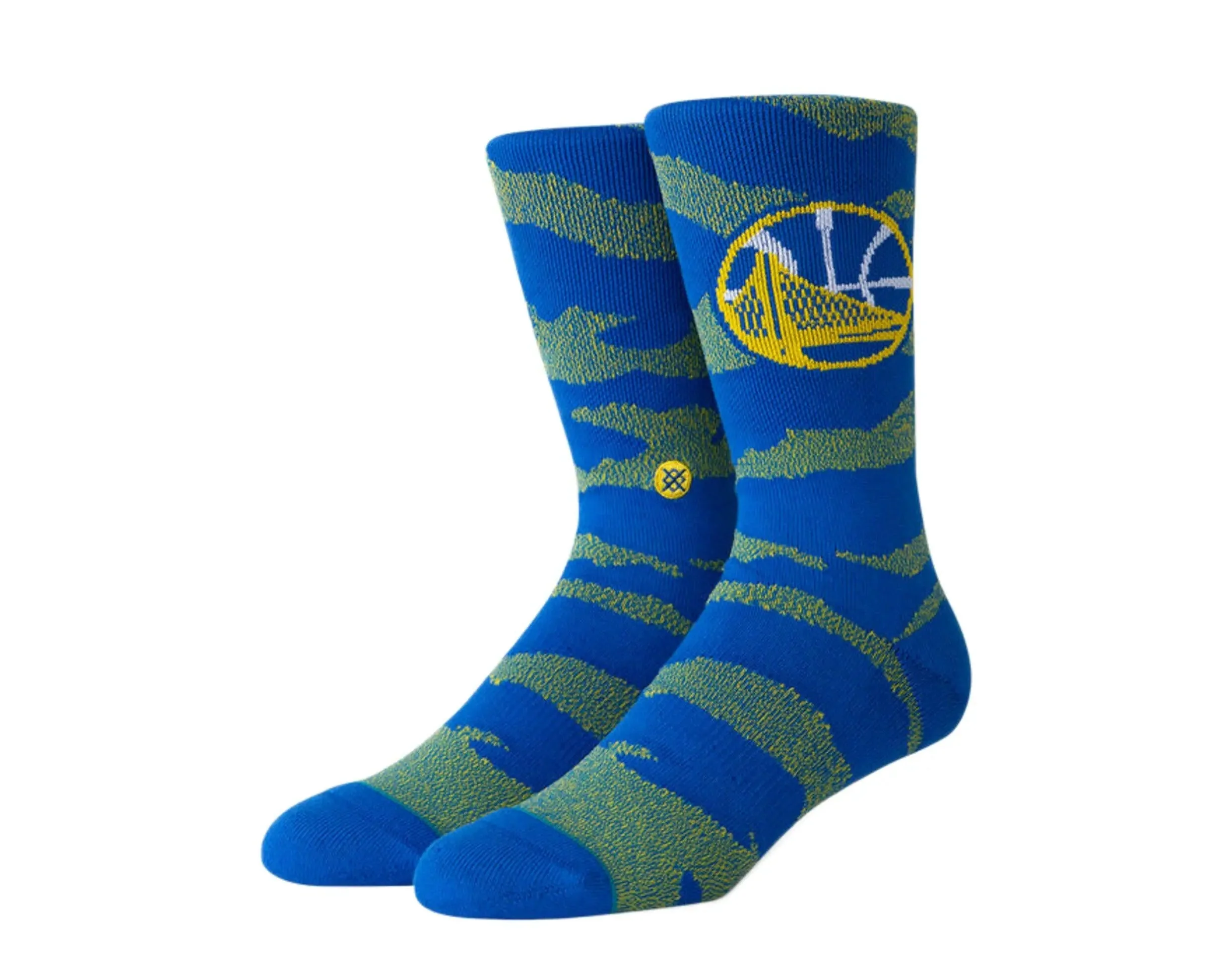 Premium Material Stance Casual NBA Golden State Warriors Camo Melange Men Crew Socks Blue Green
