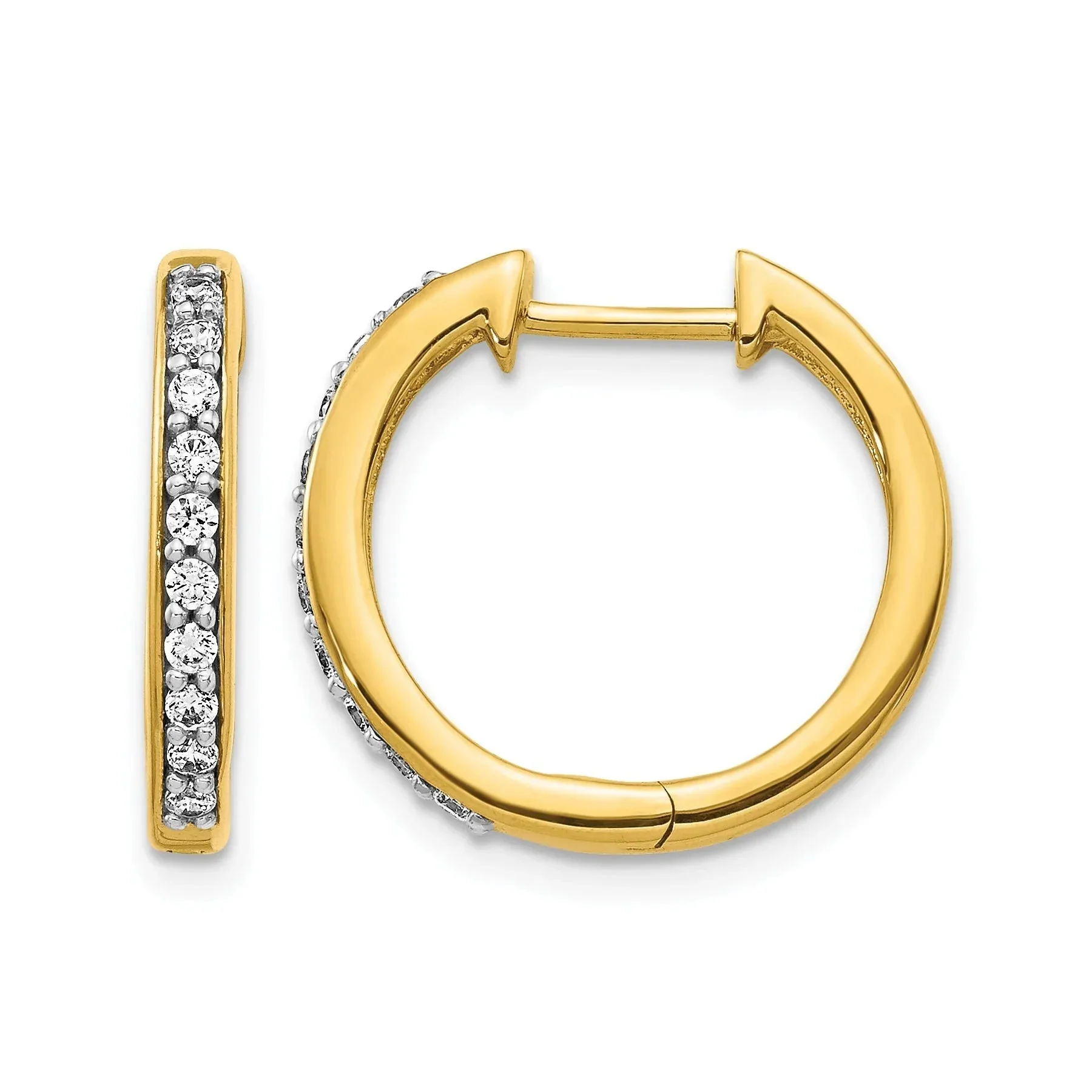 Top-Quality 14k Gold Lab Grown Diamond Hinged Hoop Earrings Expertly Made