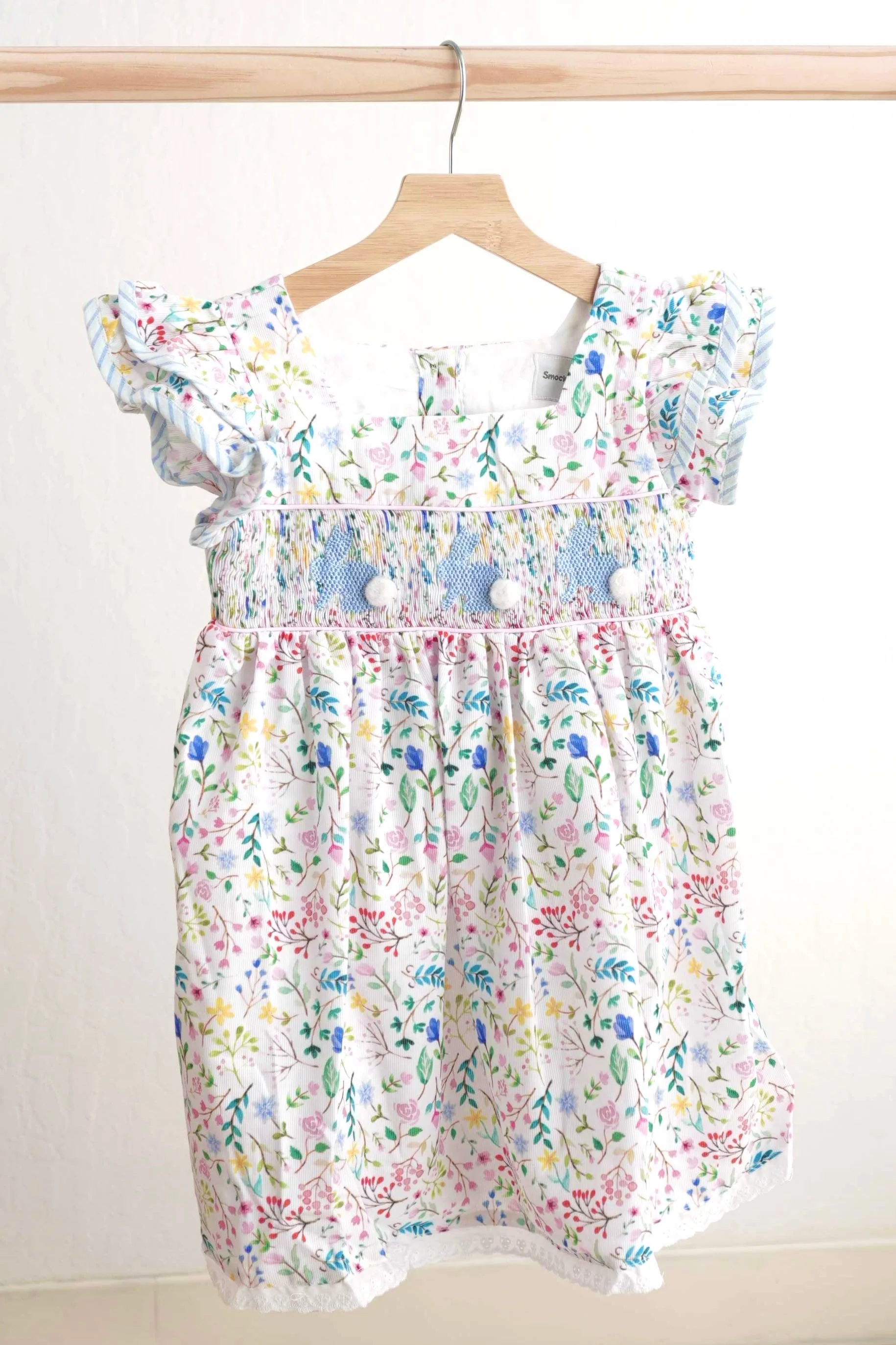 Pure Floral easter bunny hand-smocked dress Certified