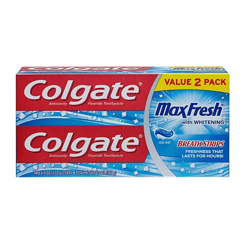 Refined Colgate Max Fresh with Whitening Breath Strips Toothpaste Value Pack Cool Ment 6 Oz 2 Pack Natural
