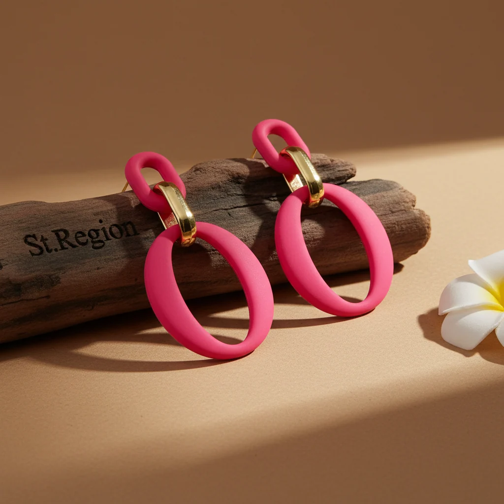 Artisan Rose Enamel Goldtone Openwork Oval Drop Earrings First-Class