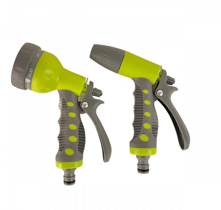 Detailed 2 PC Water Hose Nozzle Quick Connect Workshop Rear Trigger Traditional