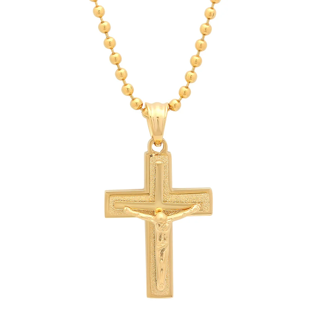 Traditional Stainless Steel Triple Cross Pendant With Crucifix Practical