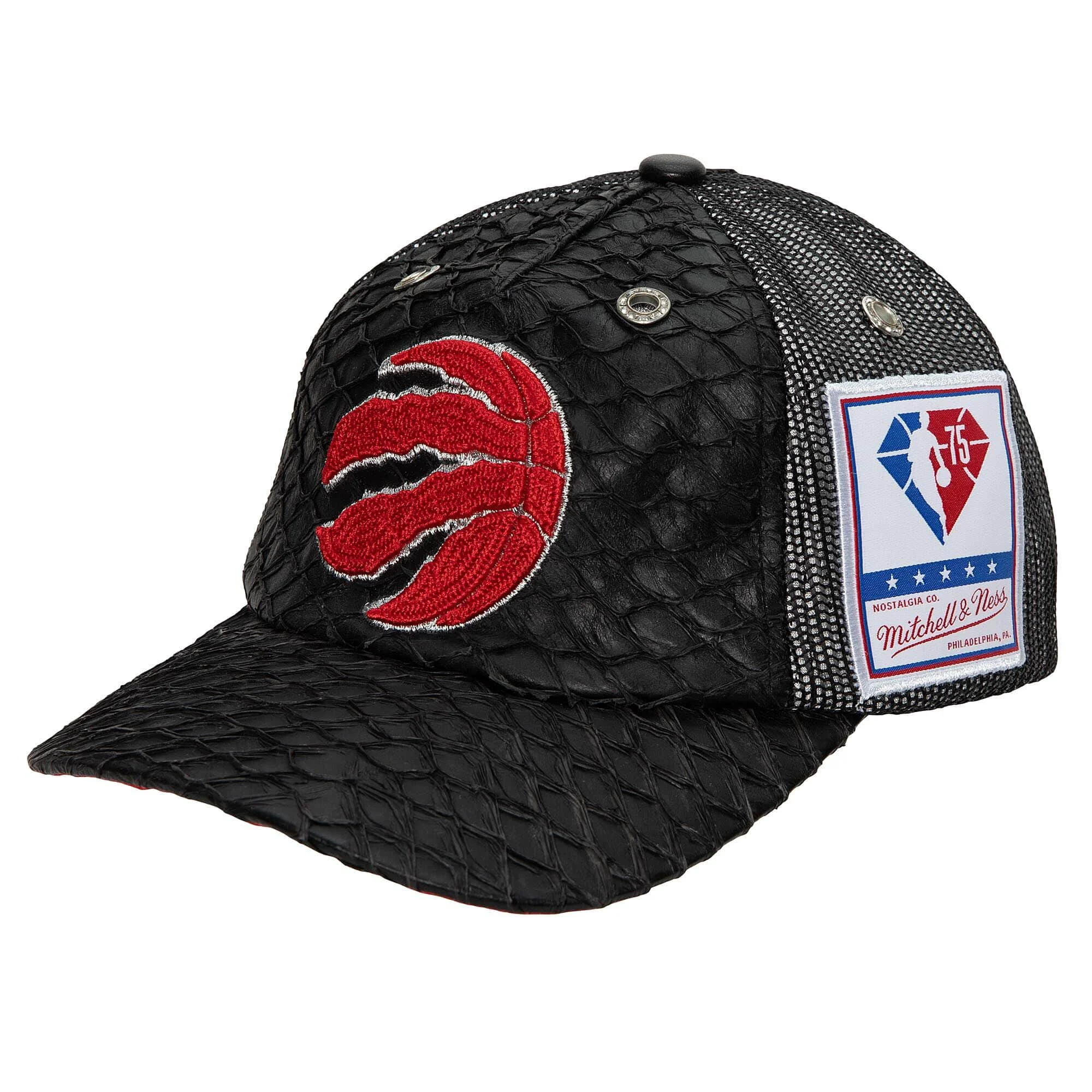 Fashionable Mitchell Ness Men's NBA 75Th Platinum Lux Trucker Raptors Hats Comfortable