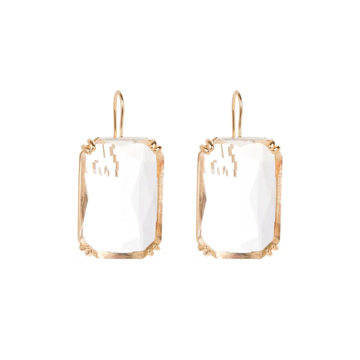 Trusted Pink Crystal Goldtone Rectangle Huggie Earrings Authentic
