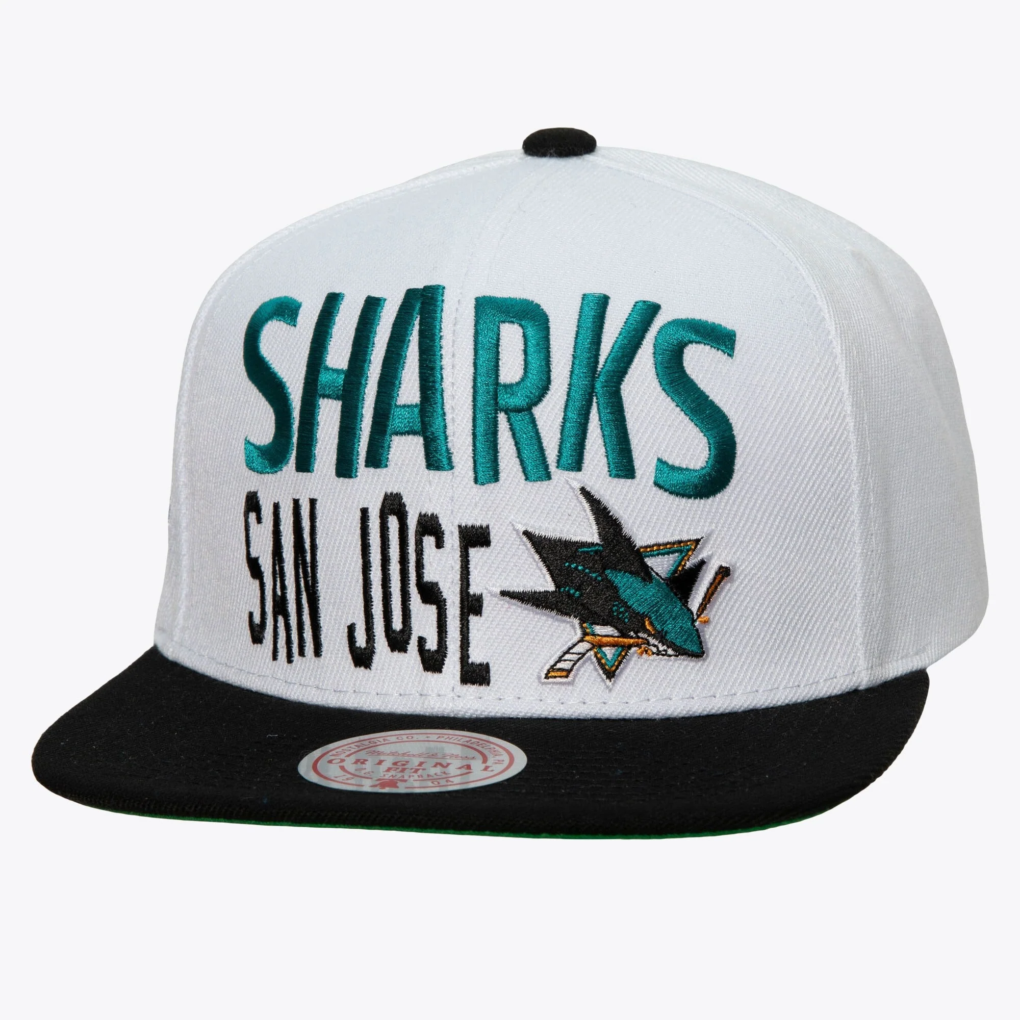 Selected Mitchell Ness Men's NHL Toss Up Snapback Sharks Snapback Caps Smooth