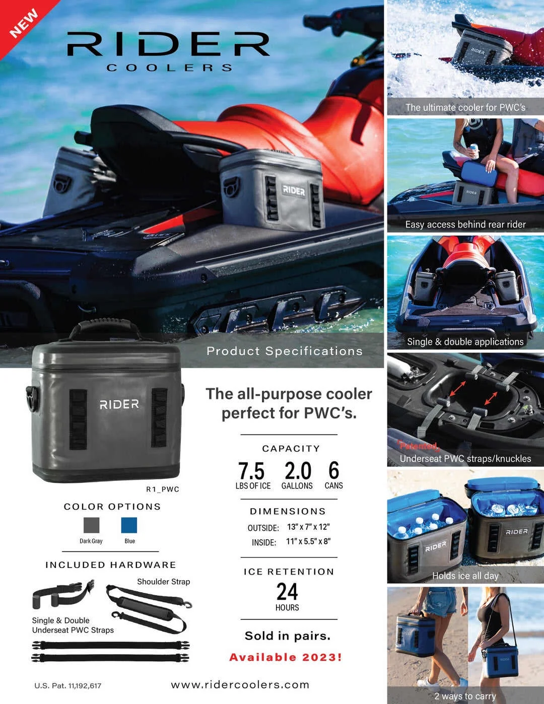 Powerful Single Cooler By Rider Coolers – Fits All Pwc Paddle Board Kayak Tubes Bicycle Racks Recyclable