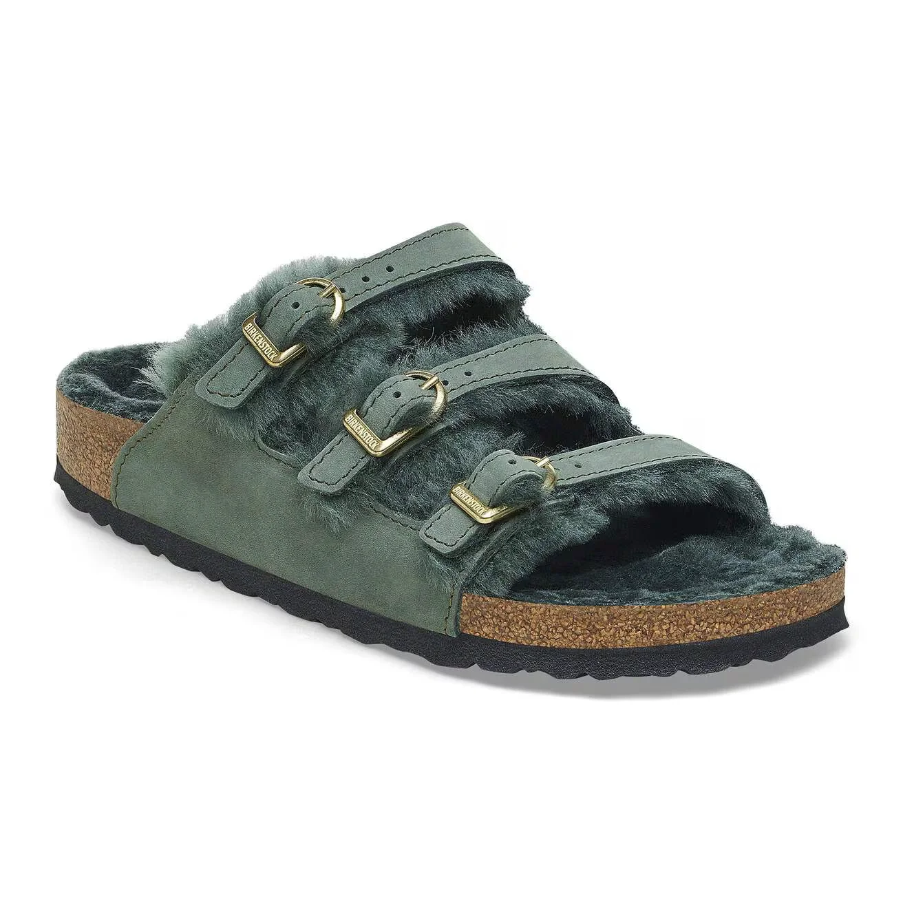 Advanced Birkenstock Unisex Florida Fresh Shearling Nubuck Leather Thyme Traditional