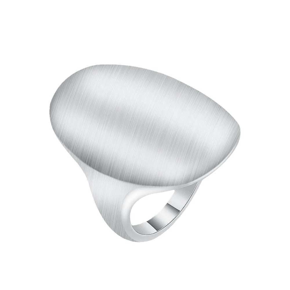 Carefully Designed Silvertone Frosted Oval Band Ring Refined