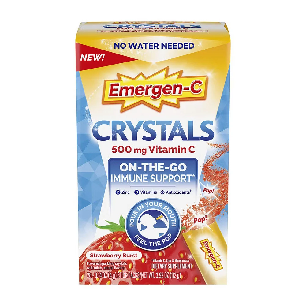 Unique Emergen C Crystals 500 Mg Vitamin C Strawberry Burst 28 Ea Secure