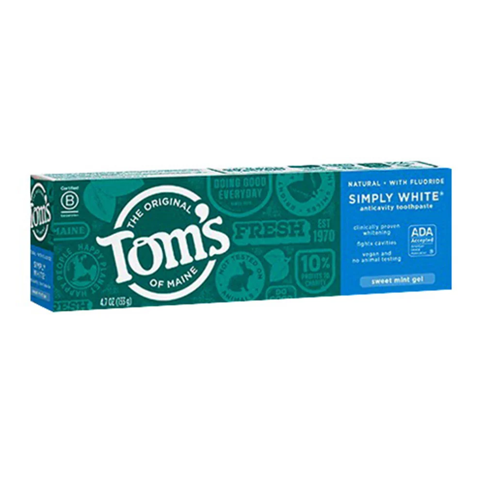Luxury Toms Of Maine Simply White Natural Flouride Toothpaste Sweet Mint 4.7 Oz Solid