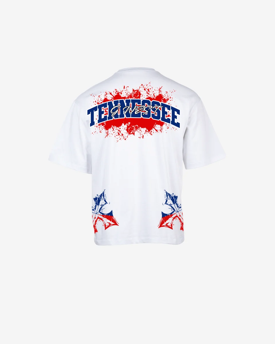 User-Friendly G West Tennessee Blood Arch Logo T-Shirts Big and Tall Detailed