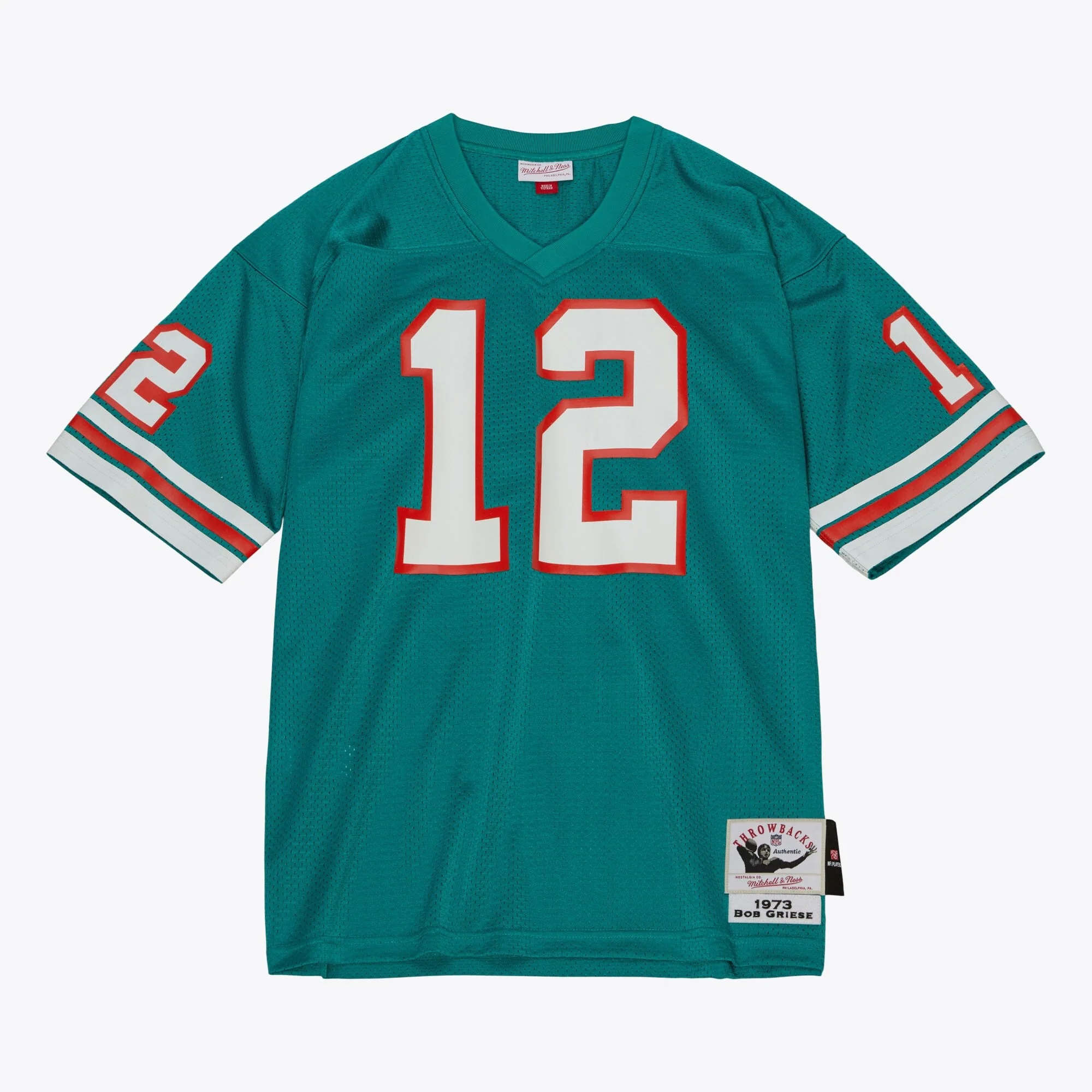 Stylish Mitchell Ness Men's NFL Dark Jersey Dolphins 1973 Bob Griese Jerseys Clean