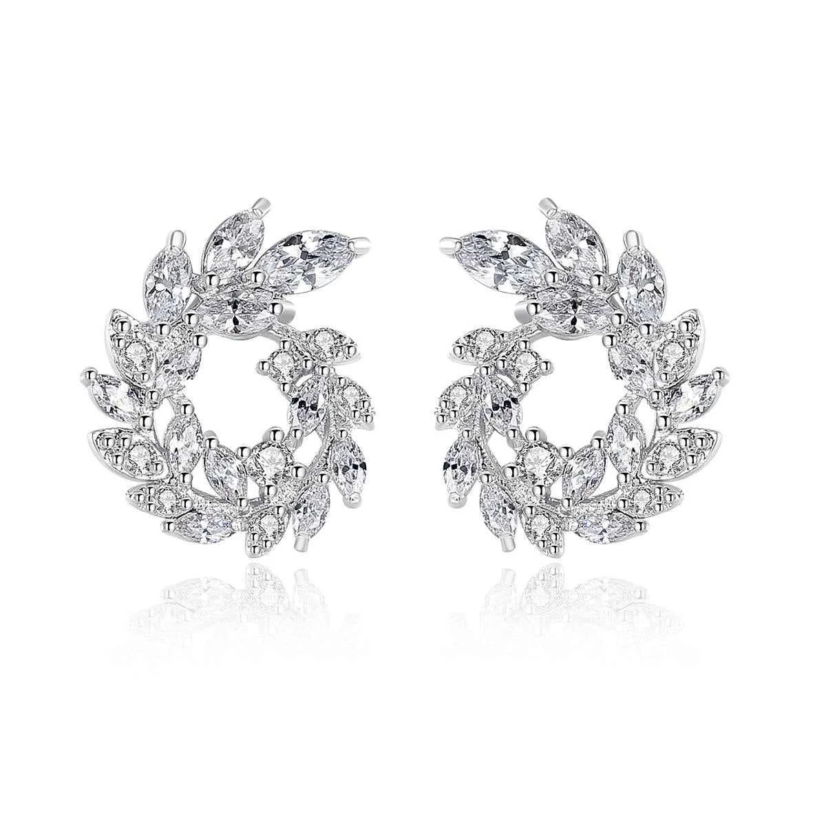 Verified Crystal Cubic Zirconia Silvertone Rattan Stud Earrings Selected