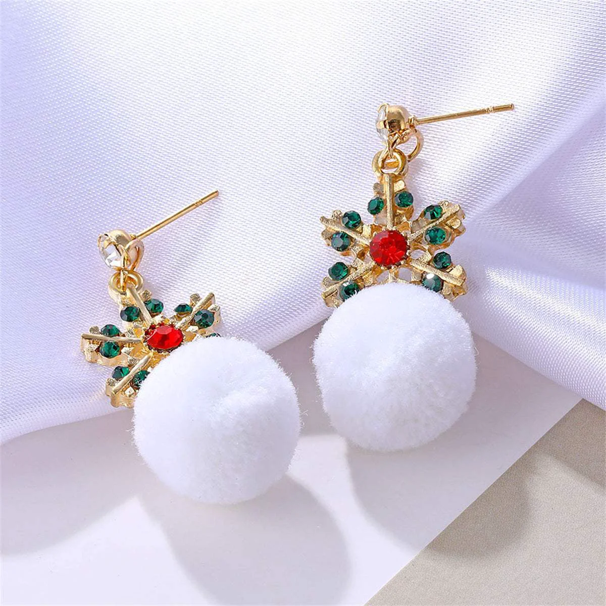 Dependable Cubic Zirconia Enamel Goldtone Snowflake Ball Drop Earrings Breathable