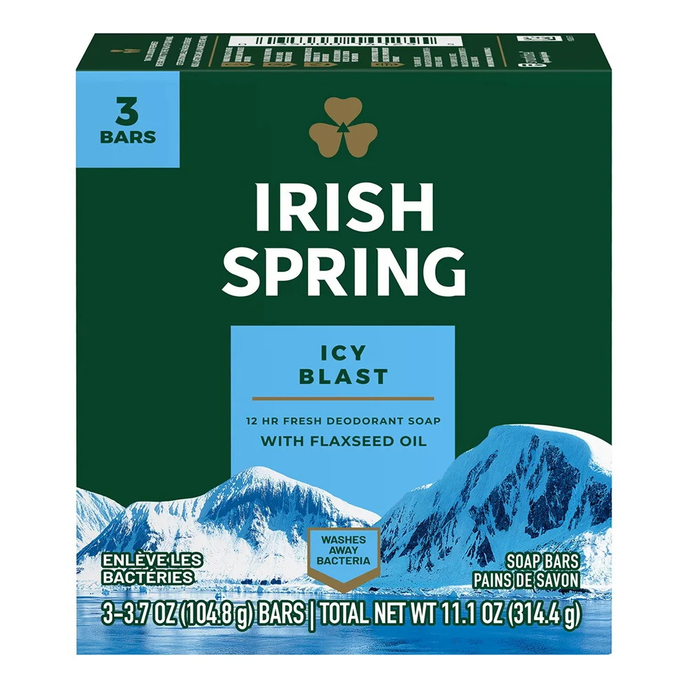 Exclusive Irish Spring Deodorant Bath Bar Icy Blast 3.75 Oz 3 Ea Classic