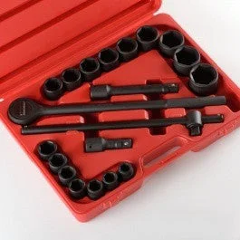 Efficient 21 Piece 3 4 Dr Drive Tool Black Impact Ratchet Socket Set Standard Size SAE Genuine