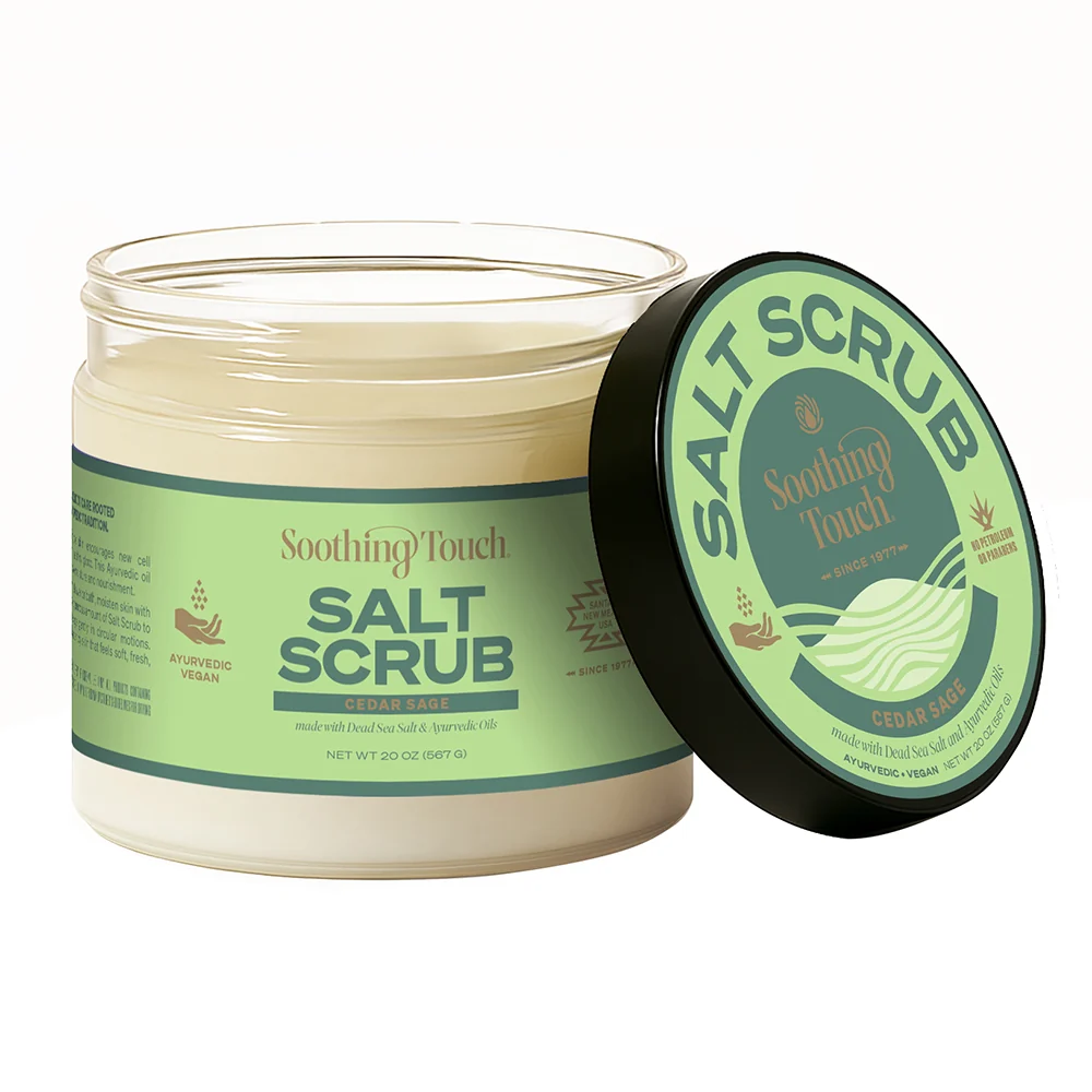 First-Class Soothing Touch Herbal Salt Scrub Cedar Sage with Dead Sea Salt and Ayurvedic Oils 20Oz 567g Original