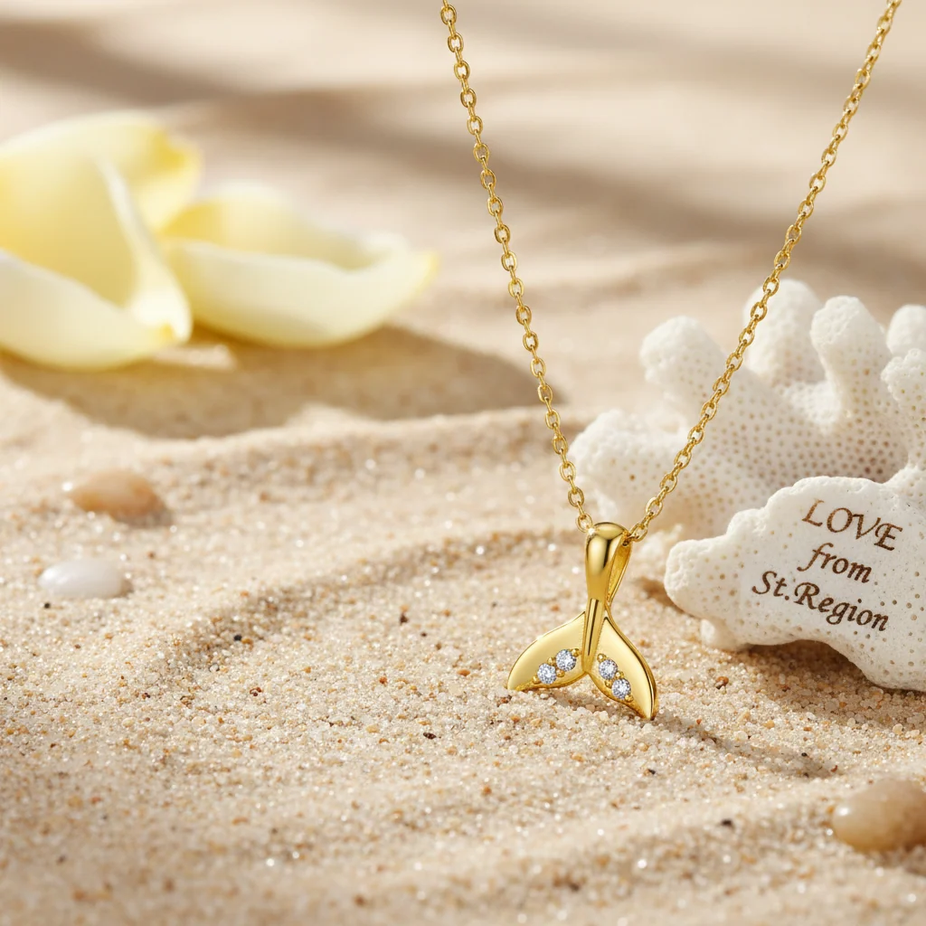 User-Friendly Cubic Zirconia Goldtone Fishtail Pendant Necklace Enhanced
