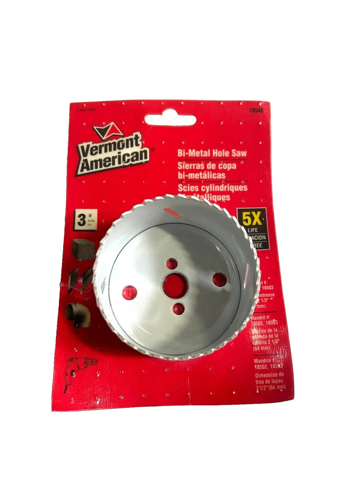 Recyclable VERMONT AMERICAN 3 BIMETAL HOLE SAW 18548 Bi-metal Hole Saws Exceptional