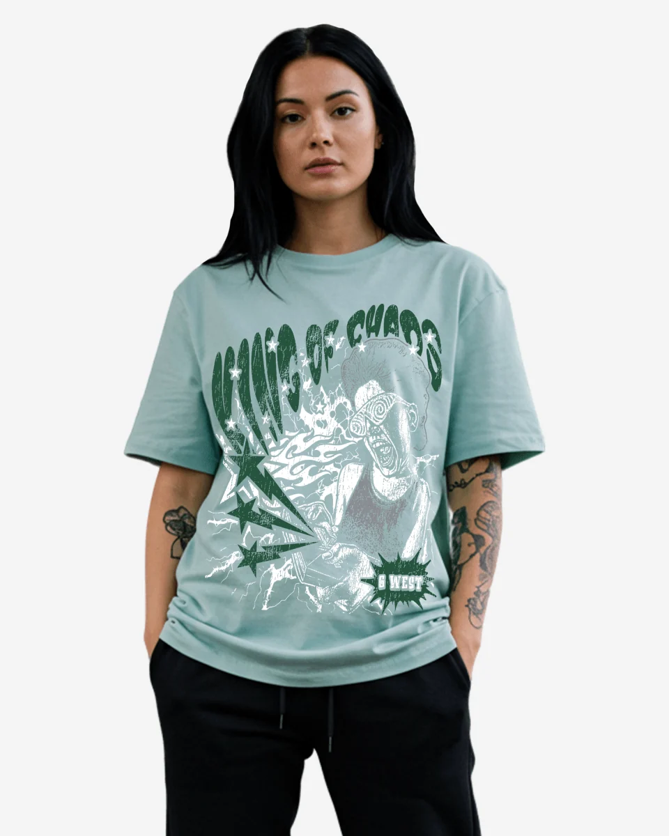High-Grade G West Womens Oversized King Of Chaos T Shirt Green