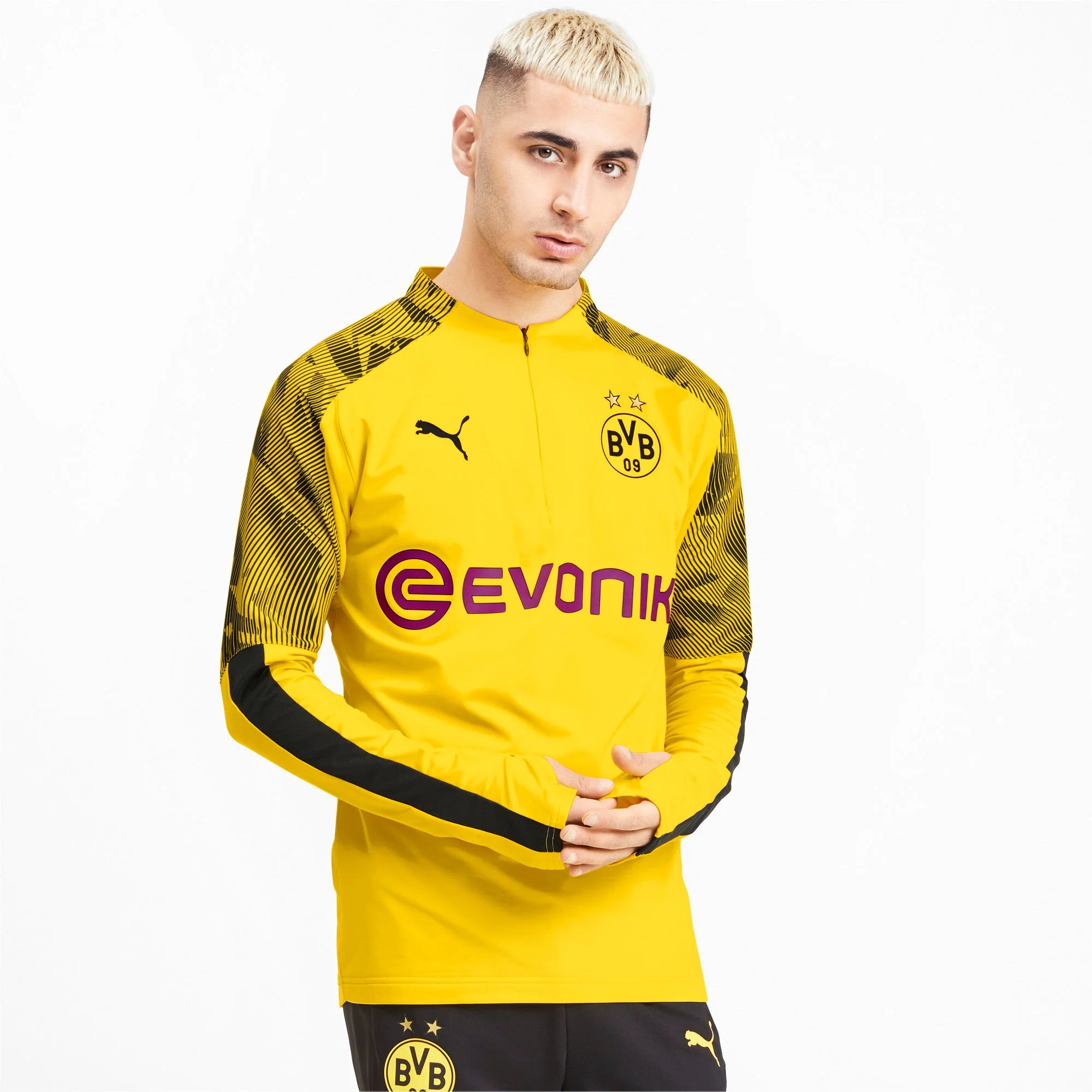 Reusable Puma Men's Bvb 1 4 Zip Training Top With Evonik Logo Half Zip Quarter Zip Selected