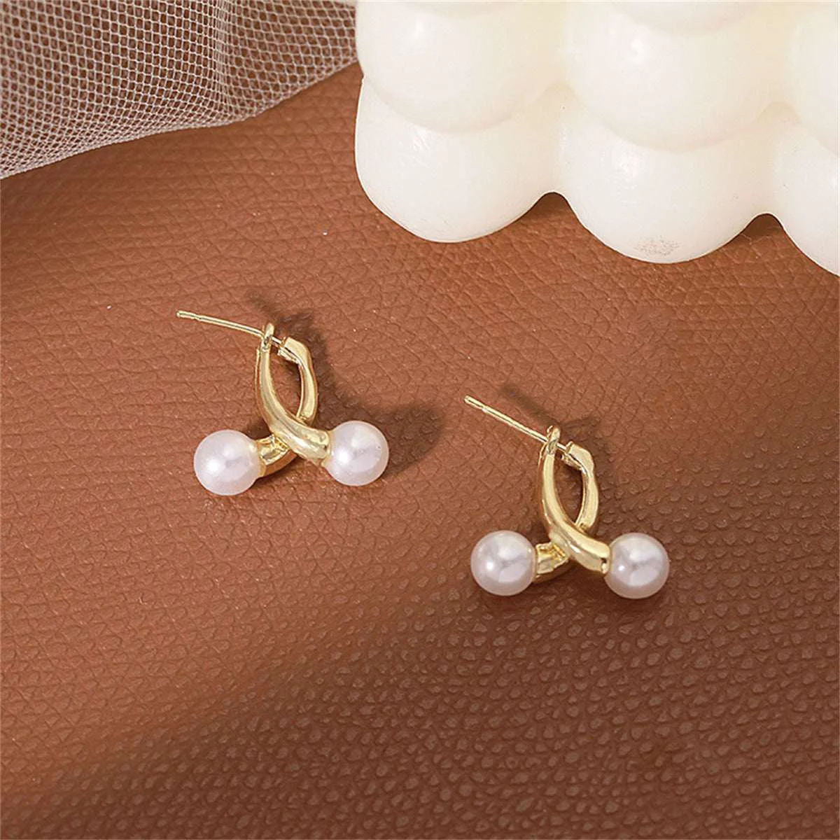 Smooth Pearl Goldtone Overlapping Ear Jackets Healthy