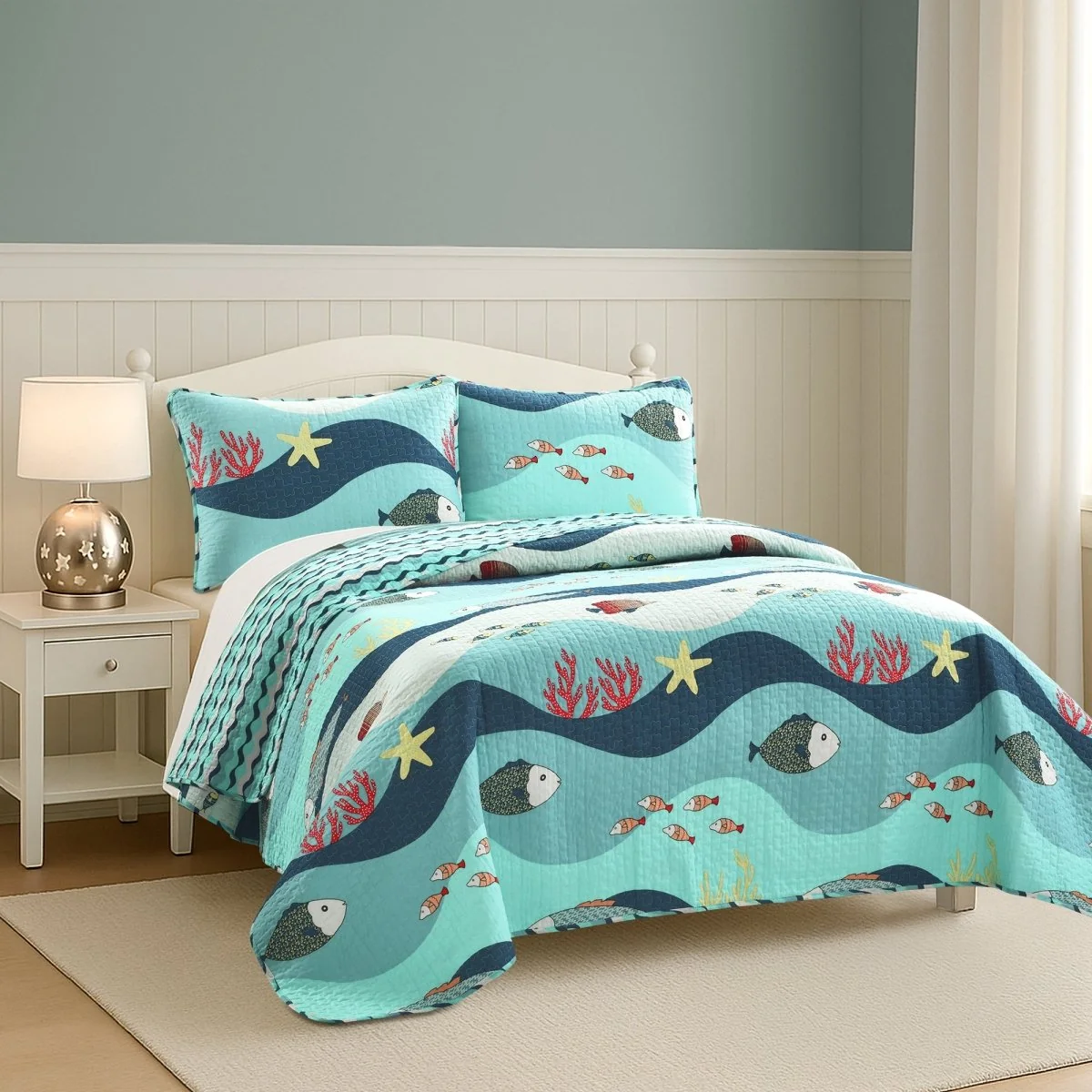 Eco-Friendly Sea Life Quilt Set Modern