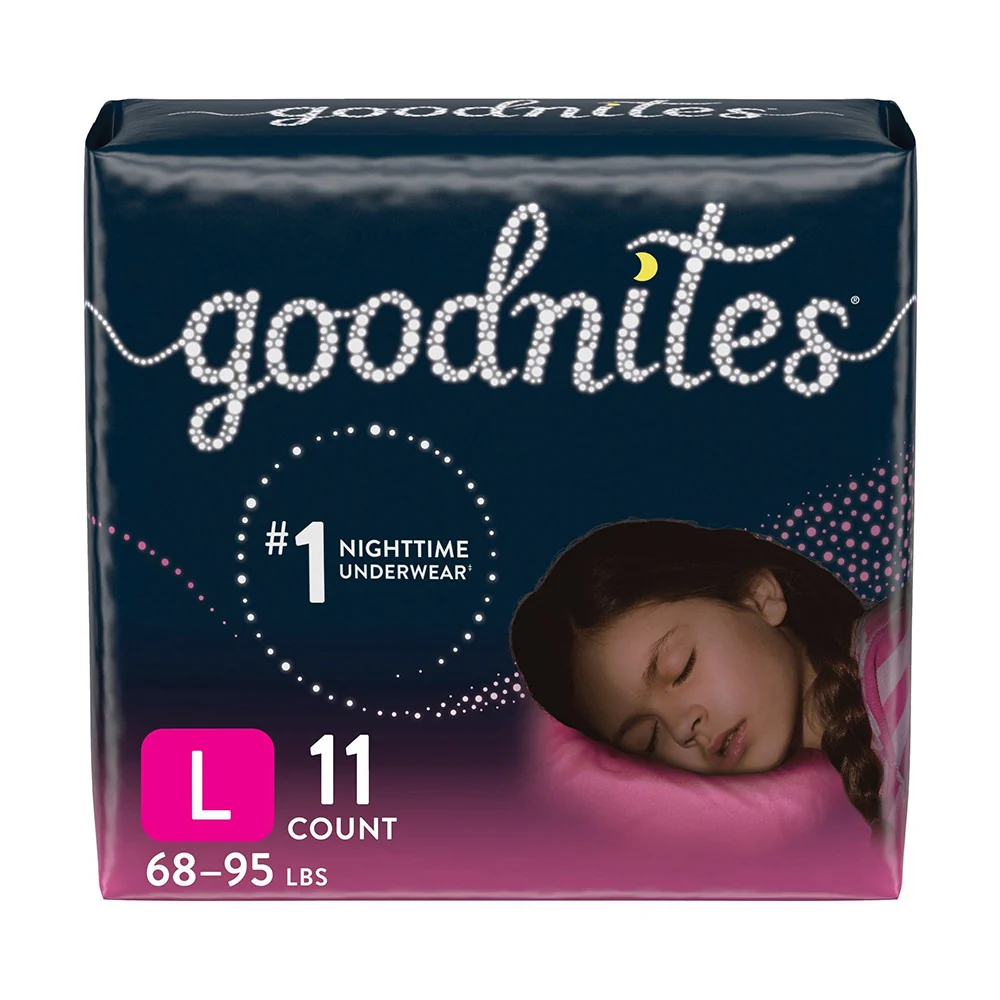Recyclable Goodnites Overnight Underwear for Girls Large Size 11 Ct Easy-to-Use
