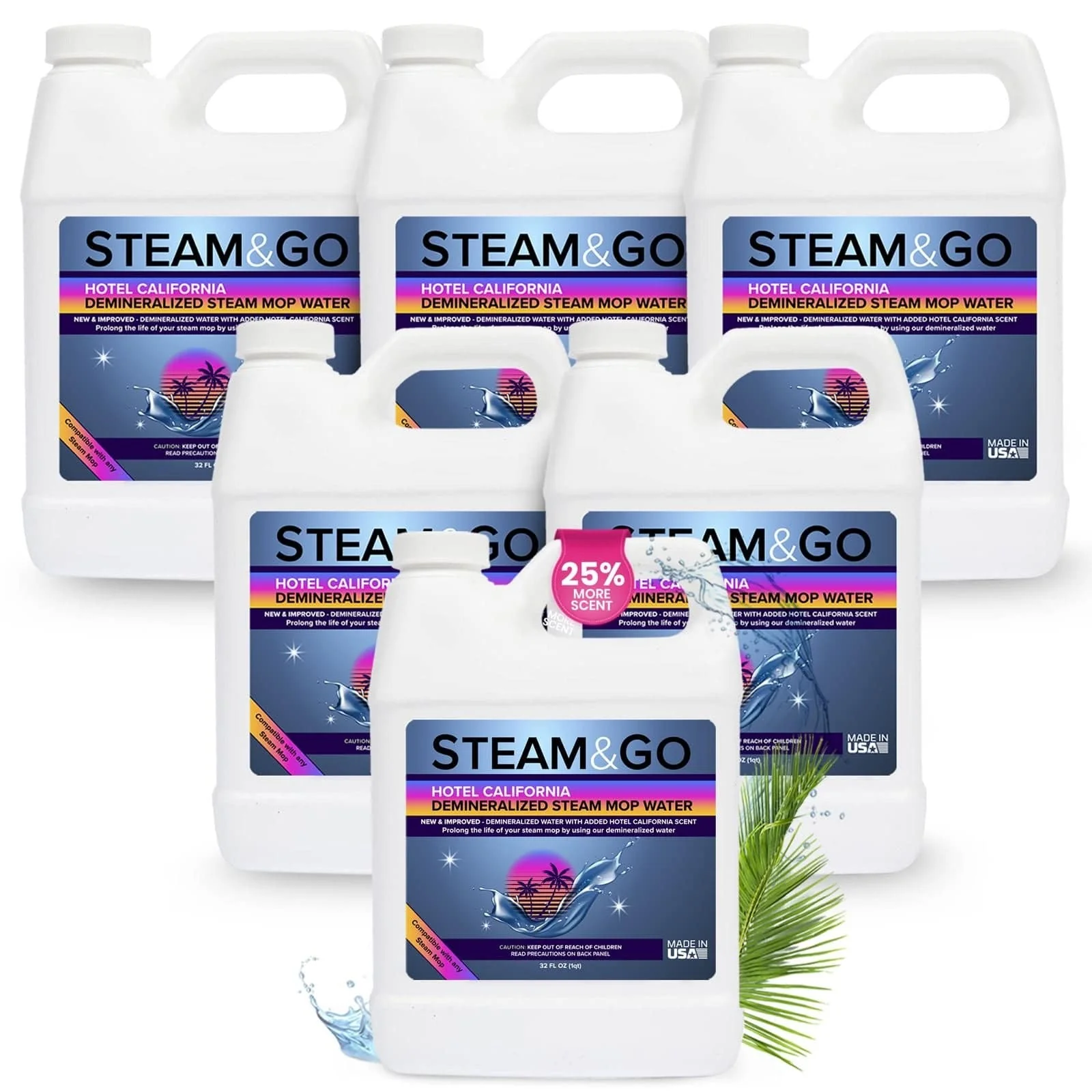Optimized Steam Go Hotel California Demineralized Water for Steam Mops 32oz 6 pack Elite